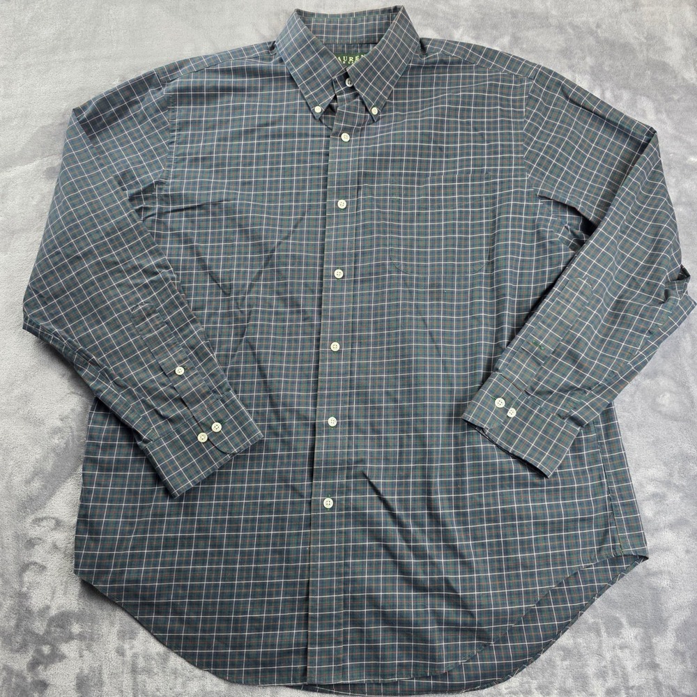 Lauren Ralph Lauren Button Down Shirt Mens 17 34/35 Green Plaid Classic Fit